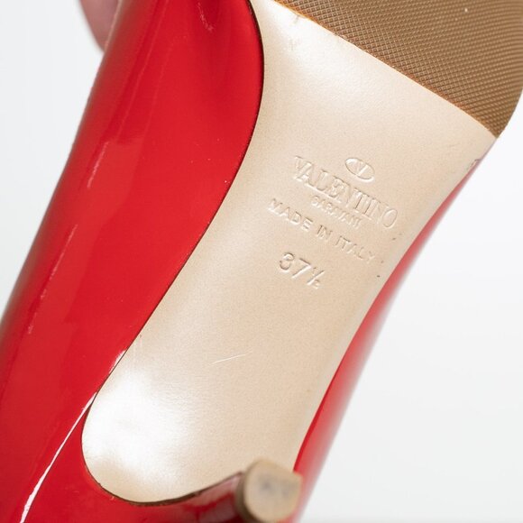 Valentino Garavani Couture Patent Leather Pumps Bow Peep Toe Kitten Heel EU 37.5 - Picture 4 of 14